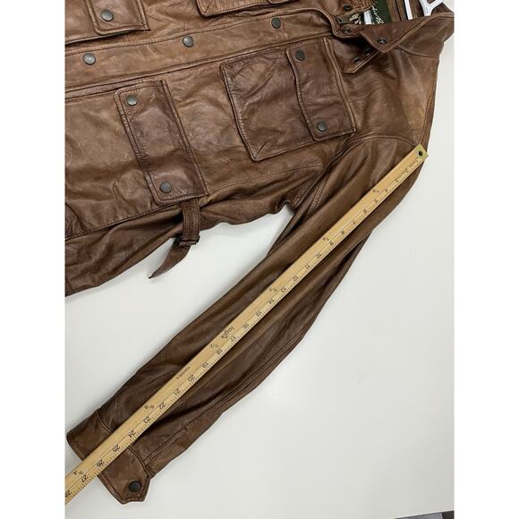 Eddie Bauer Mens Bomber Jacket Size Large Brown Genuine Lamb Leather Zip Up VTG - Picture 13 of 15